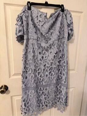 Chi Chi London Light Blue Lace Midi Dress